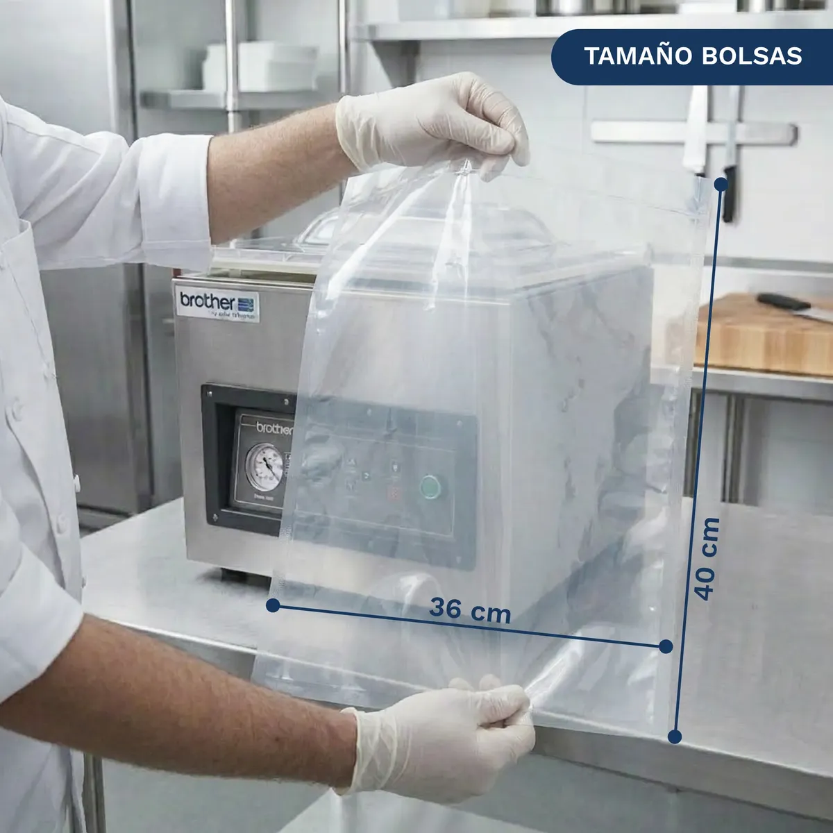 Envasadora al vacío industrial Brother Bro-evm40g de mesa, cámara de acero inoxidable